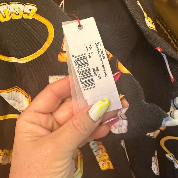 GCDS Black Graphic Hoodie with Bold Designs, Size 8, NWT - Picture 5 of 6